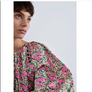 zara voluminous sleeve mini dress NWT S